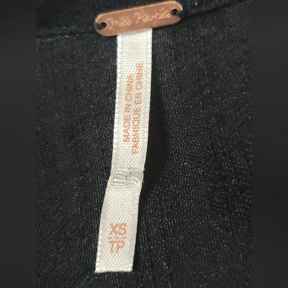 Free People Black Snake Print Boho Lace Up Front Elastic Waist Top - Picture 11 of 12